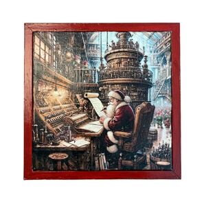 Santa Claus Workshop Framed Art Print Whimsical Christmas‎ Holiday Wall Decor